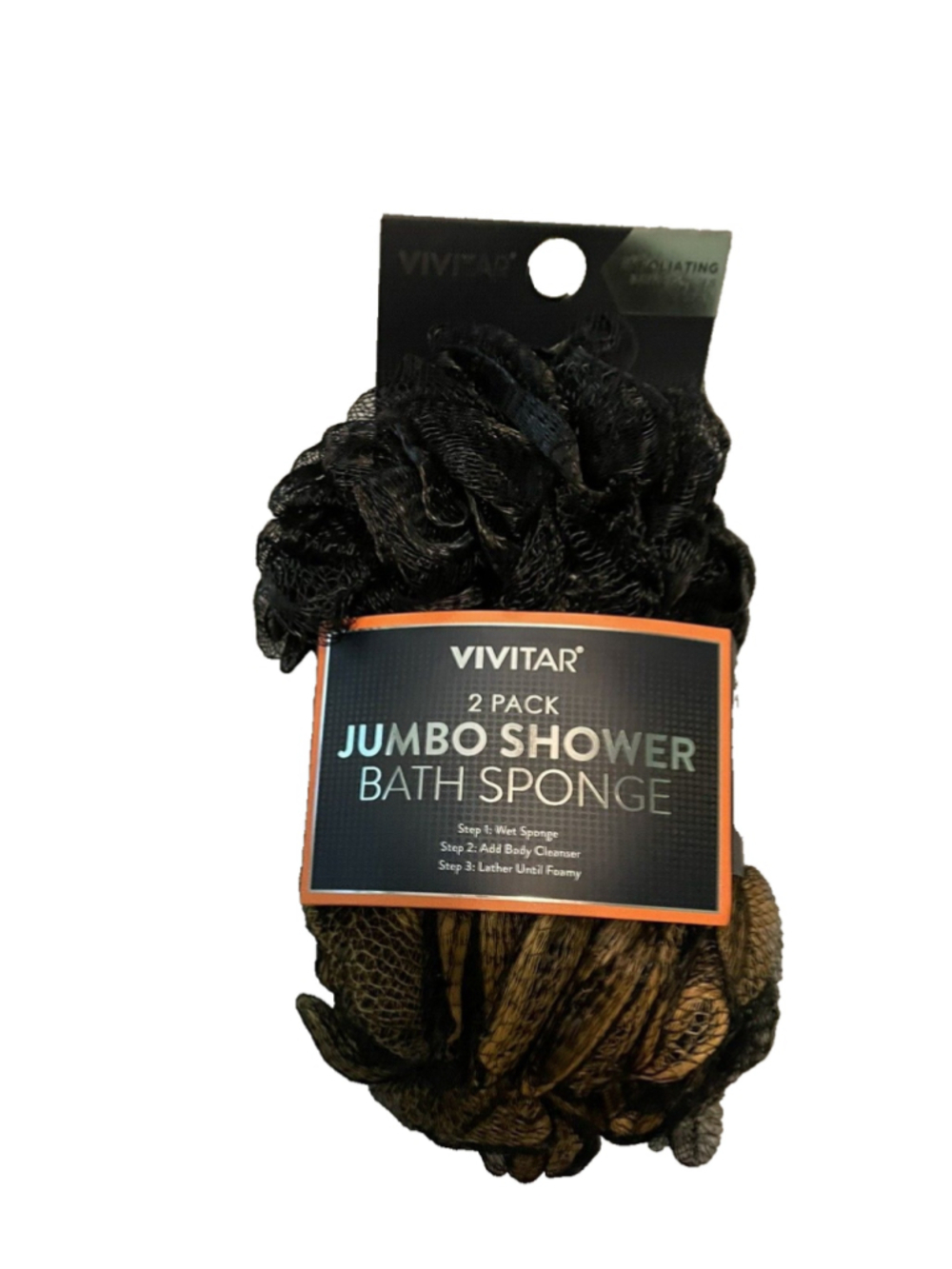 Bath Sponge Jumbo Vivitar Exfoliating 2 One Black and one brown/black New